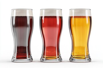 The mockup shows a transparent glass filled with light, red, and dark beer