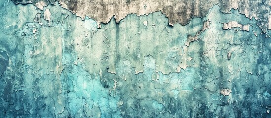 Wall Mural - Vintage filtered cement wall texture grungy background blue hue. Copy space image. Place for adding text and design