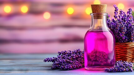   Lavender oil in wicker basket