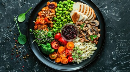 Wall Mural - Balanced diet plate with labeled sections