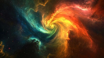 Wall Mural - a colorful depiction of a nebula with swirling clouds of gas and stars.