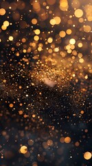 Wall Mural - Digital golden glitter gradient polka dot poster background