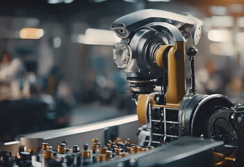 industrial robotic machine in a factory environment