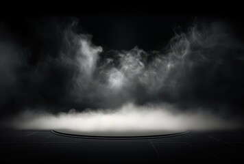 Poster - A Circular Platform Surrounded by Smoke and Illuminated with a Spotlight
