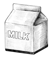 Poster - Hand drawn small carton of milk transparent png