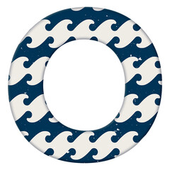 Canvas Print - Letter o Japanese wave png blue pattern typography