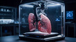 © Klymentii - In a dark, sterile lab, a 3D printer meticulously constructs a human lung. Organ printing concept