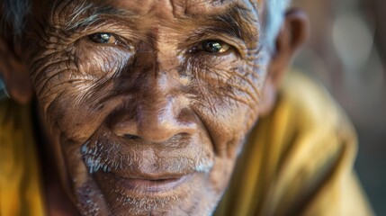 Aufkleber - Elderly men from various ethnic backgrounds express wisdom and tranquility, reflecting their life experiences in a serene environment. Generative AI