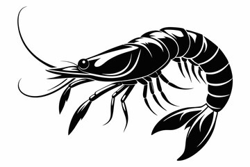 shrimp silhouette Vector art illustration