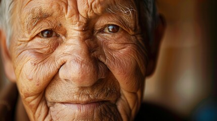 Aufkleber - An elderly man from various ethnic groups appears thoughtful and serene, showcasing a depth of experience and wisdom in his gentle expression. Generative AI