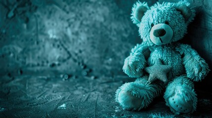 Canvas Print - An adorable teddy bear holding a star