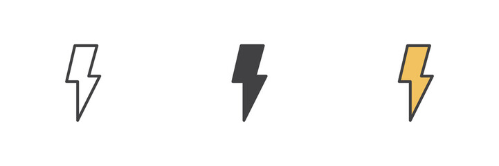 Wall Mural - Lightning bolt different style icon set