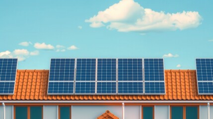 Community Solar Initiative, vibrant flat design illustration depicting eco-friendly energy solutions with solar panels, promoting sustainability and renewable energy for neighborhoods.