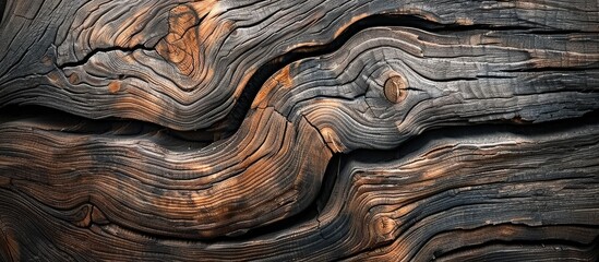 Wall Mural - Close up photograph of the grain patterns in a weathered maple log. Copy space image. Place for adding text and design