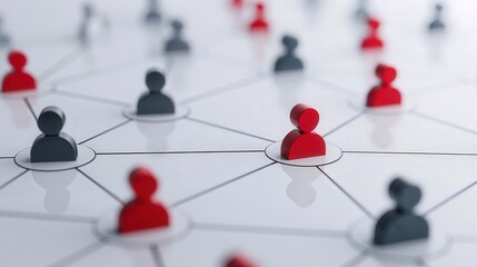Wall Mural - social connectivity, a vibrant network of red and gray figures interconnected on a clean white backg