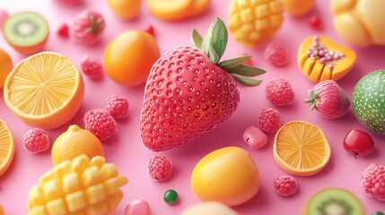 Wall Mural - Fresh Fruit Mix.