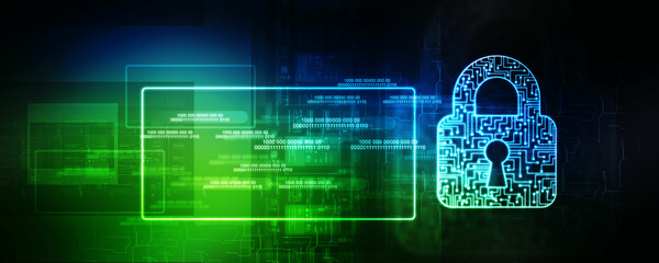2d illustration Safety concept: Closed Padlock on digital background