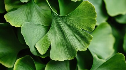 Sticker - Close-up of Ginkgo Biloba Leaves