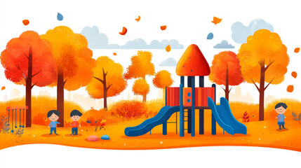 Children playing on the playground - Simple illustration for childlike joy.