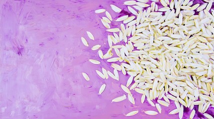 Sticker - Scattered Rice Grains on Vibrant Purple Background