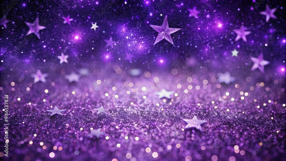Violet abstract sparkle background resembling a starry night sky with a ...