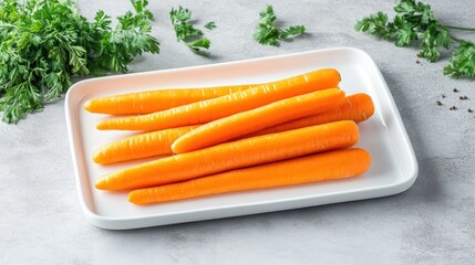 Canvas Print - Orange Carrots on a White Plate