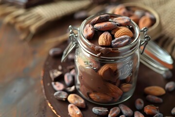 Wall Mural - Chocolate-Covered Almonds in a Jar