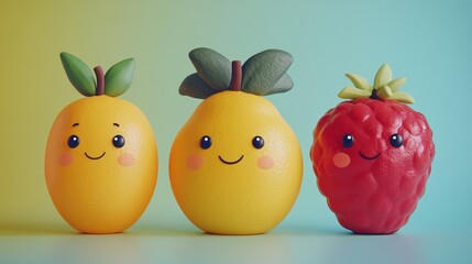 Wall Mural - Happy Fruit Friends.