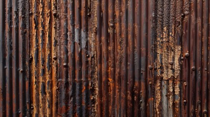 Wall Mural - Top view of a heavily rusted iron plate with deep grooves and rough textures, perfect for a weathered look