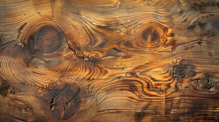 Sticker - Top view of a textured wooden surface with knots and grain patterns, offering a natural, organic look