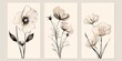 © kkkiim graphic - Three Black and White Flower Illustrations in Thin Wooden Frames