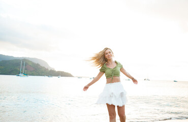 Cute blonde posing on the beach, Hawaii