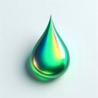 © Irene Kulinchyk - Green liquid fluorescent iridescent droplet isolated. 3D rendering on a white background. Abstract design element for art and print
