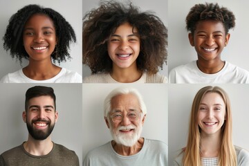 Aufkleber - A diverse group of people from different age groups express happiness and warmth, highlighting their unique smiles. Generative AI
