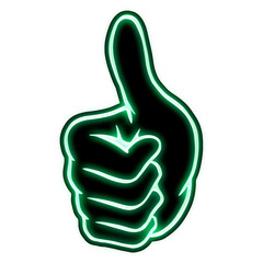 Poster - Neon green thumbs up sticker overlay with a white border