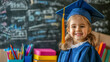 © Dragonflyrec - Niña en clase en su día de graduación de infantil