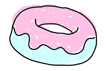 Sticker - Hand drawn glazed donut design elment