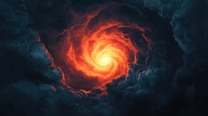 Wall Mural - a stormy weather system with dark clouds, lightning, and a swirling tornado, gradually clearing to r