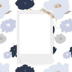 Wall Mural - Instant camera frame pngflower doodle floral background