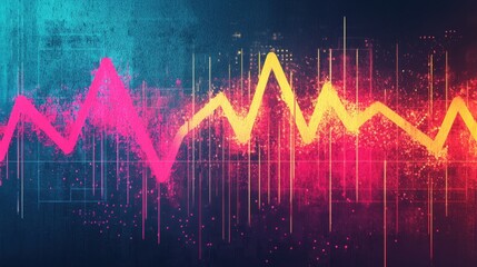 Wall Mural - An elastic band stretched across a graph of market fluctuations, about to snap