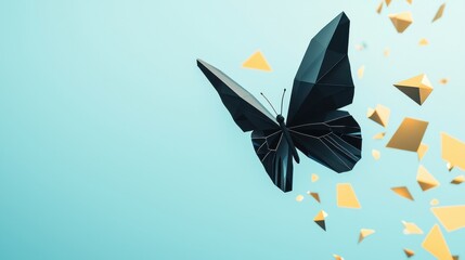 Wall Mural - butterfly effect: depict an abstract butterfly flapping its wings, leading to a chain reaction of in