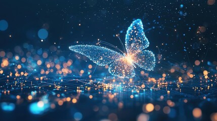 Wall Mural - butterfly effect: depict an abstract butterfly flapping its wings, leading to a chain reaction of in