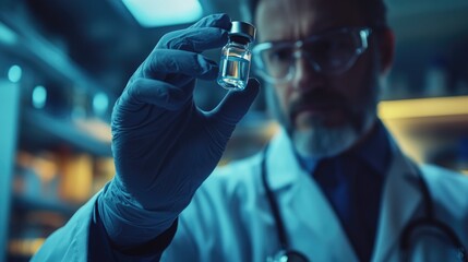 scientist holding vial