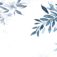 Sticker - Blue png watercolor leaf background beautiful winter season