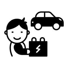 Poster - person holding car battery