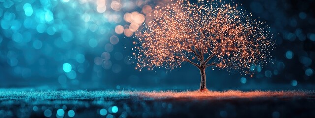 Wall Mural - technological tree with roots in traditional tools and branches leading to advanced ai, iot, and clo