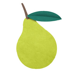 Wall Mural - Green pear png collage element, paper craft in transparent background