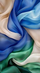 Wall Mural - Colorful chiffon fabric forming elegant waves and folds