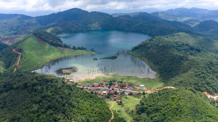 Nong Far Lake at Attapeu, Laos
Nong Fa Lake or Nongphatom Lake ('Blue Lake') is a volcanic crater lake in the mountains of Sanxay District, Attapeu Province, southeastern Laos, in the Dong Ampham Nati