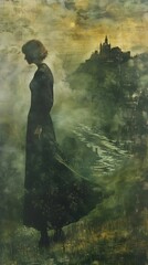 Canvas Print - Woman in a Dreamy Landscape.